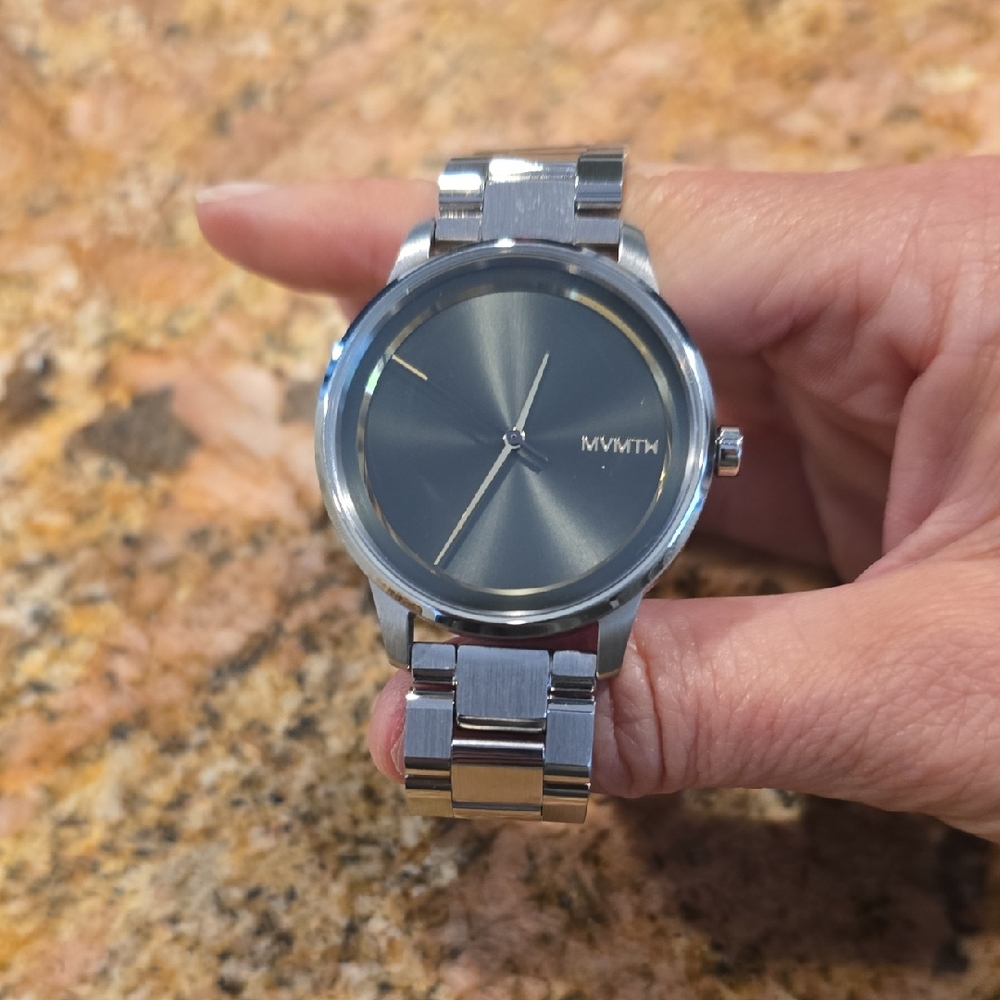 MVMT Silver Timepiece with Dark Dial